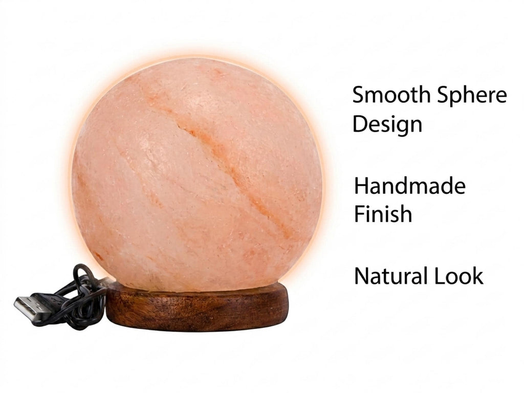 Usb Himalayan Pink Salt Lamp Sphere – Color Changing Night Light, Crystal Decor Gift