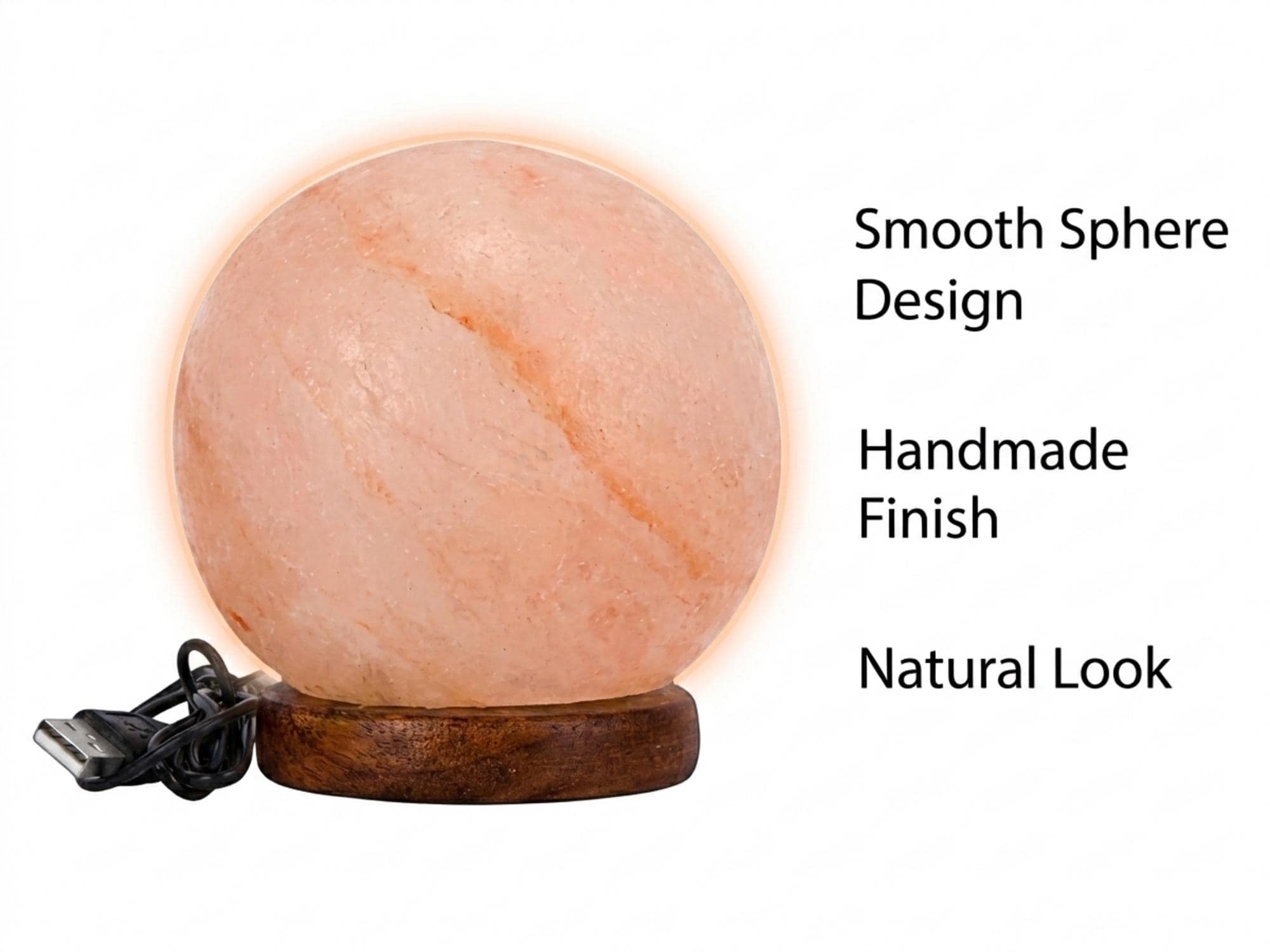Usb Himalayan Pink Salt Lamp Sphere – Color Changing Night Light, Crystal Decor Gift