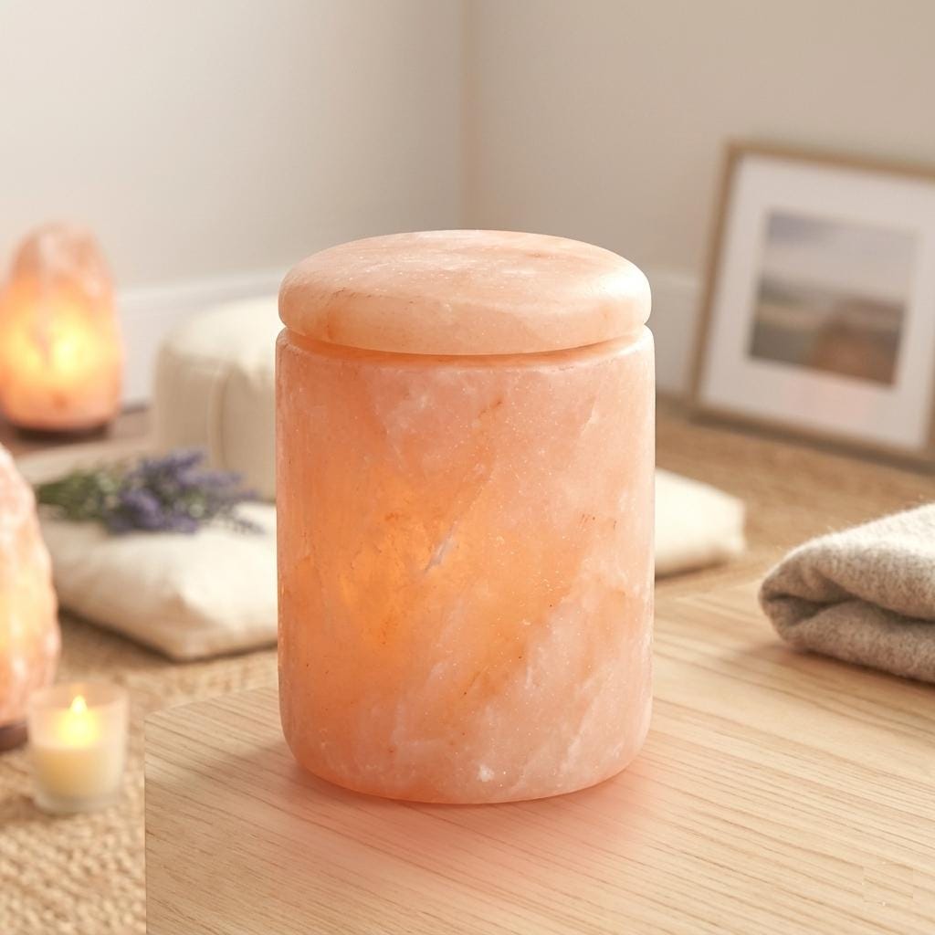 Himalayan Salt Cylinder Cremation Urn Set 4x6 5x7 8x11, Biodegradable Memorial Ashes Urn