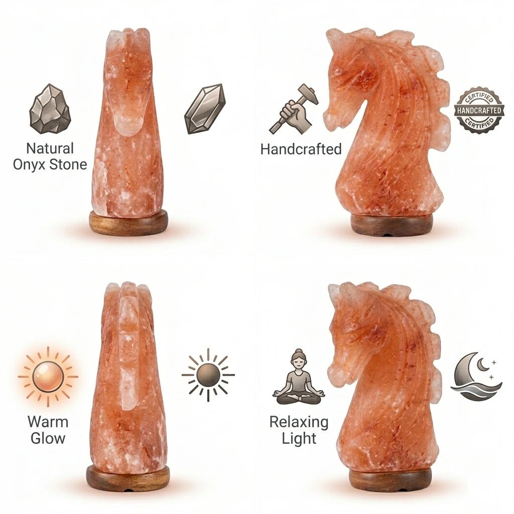 Horse Neck Himalayan Salt Lamp, Handcrafted Natural Crystal Night Light, Home Decor