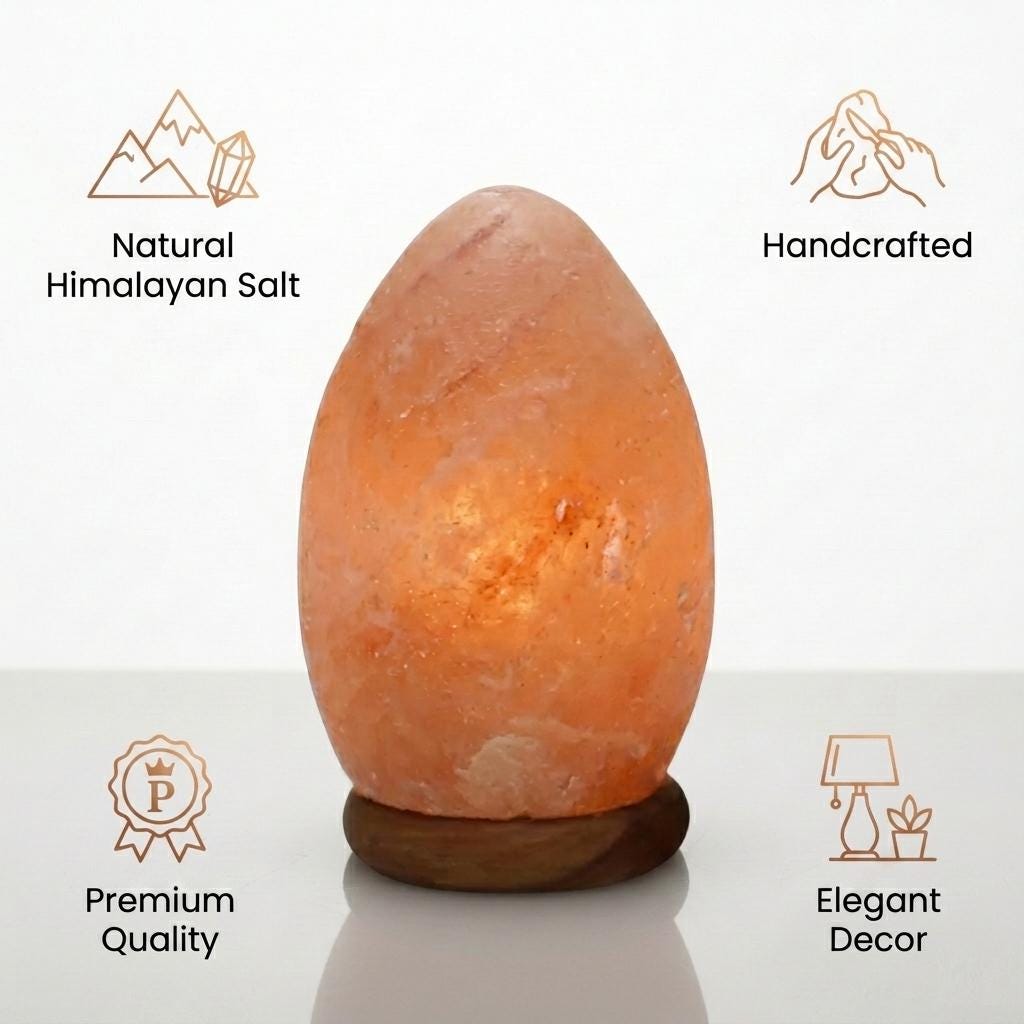 Himalayan Pink Salt Egg Lamp, 6 Inch Handcrafted Night Light, Home Decor Gift