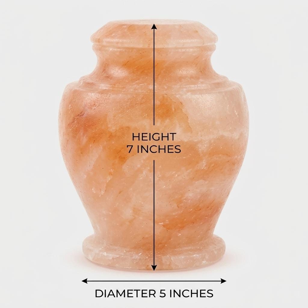 Himalayan Salt Cremation Urn Set 4x6 5x7 8x11, Biodegradable Memorial Ashes Urn, Adult Container
