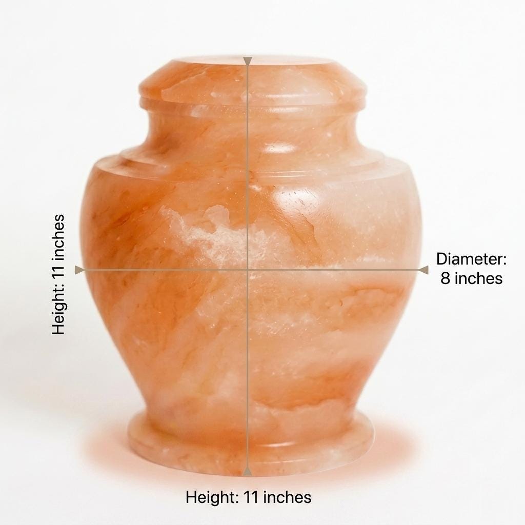 Himalayan Salt Cremation Urn Set 4x6 5x7 8x11, Biodegradable Memorial Ashes Urn, Adult Container