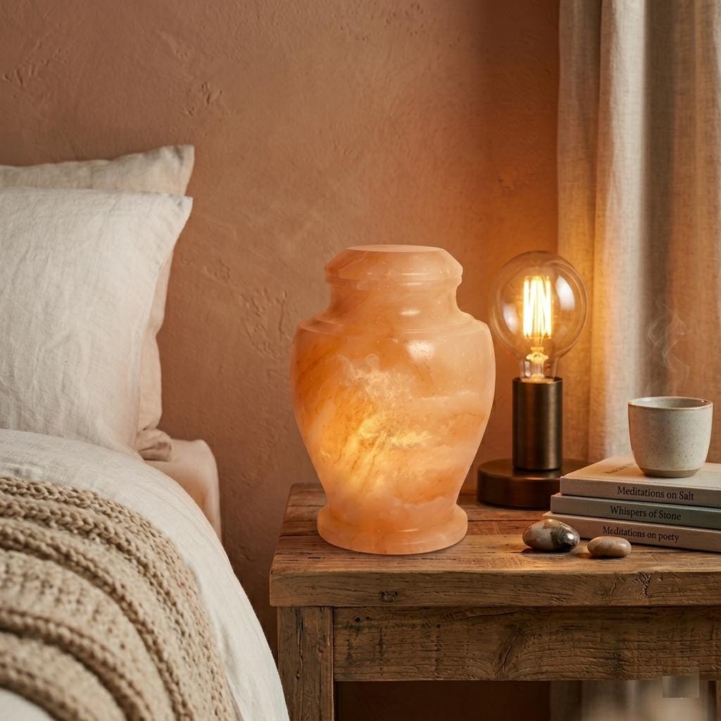 Himalayan Salt Cremation Urn Set 4x6 5x7 8x11, Biodegradable Memorial Ashes Urn, Adult Container