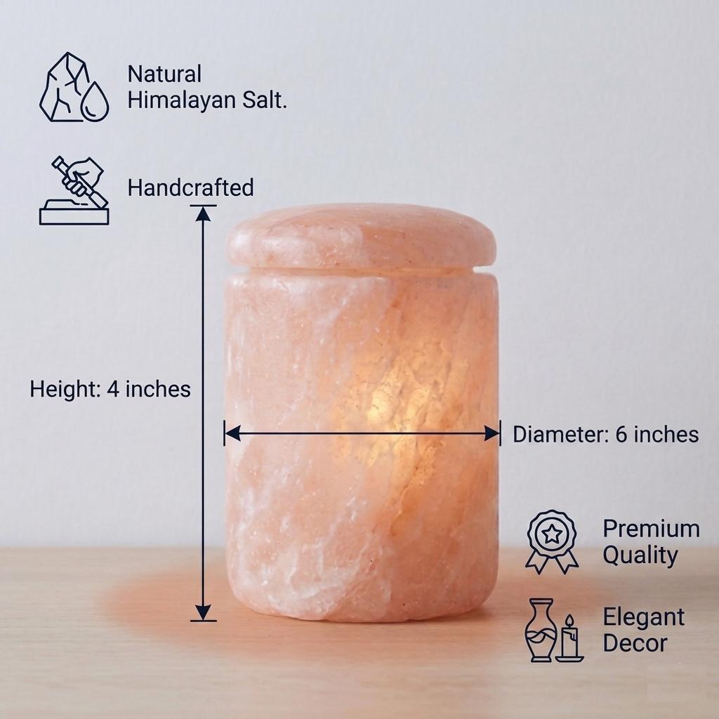 Himalayan Salt Cylinder Cremation Urn Set 4x6 5x7 8x11, Biodegradable Memorial Ashes Urn
