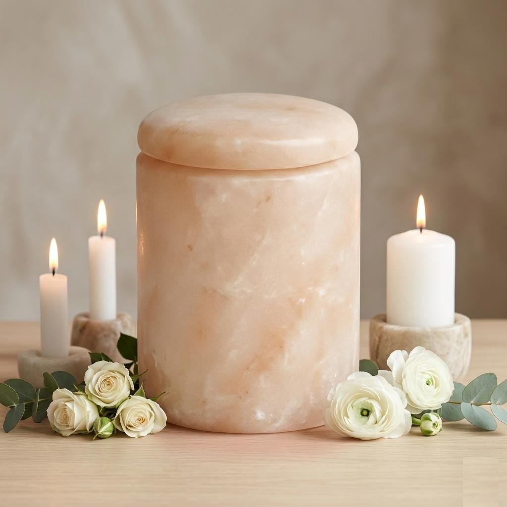 Himalayan Salt Cylinder Cremation Urn Set 4x6 5x7 8x11, Biodegradable Memorial Ashes Urn