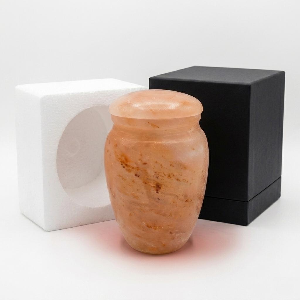 Himalayan Salt Cremation Urn Set 4x6 5x7 8x11, Biodegradable Adult Ashes Vase, Memorial Urn