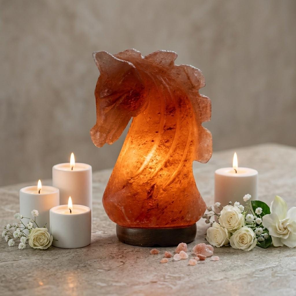 Horse Neck Himalayan Salt Lamp, Handcrafted Natural Crystal Night Light, Home Decor