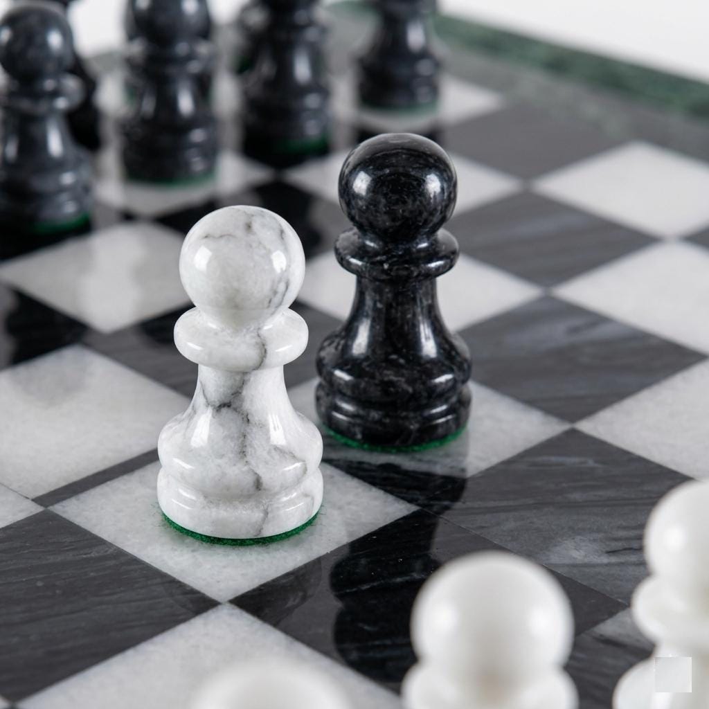 15 Inch Marble Chess Board Set, Black White Luxury Game Set with Velvet Box